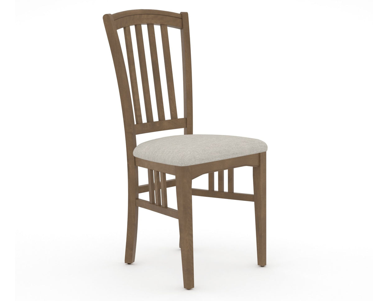 Canadel Dining Chair 0048 in TB Fabric and 25 Pecan Washed, three-quarter view