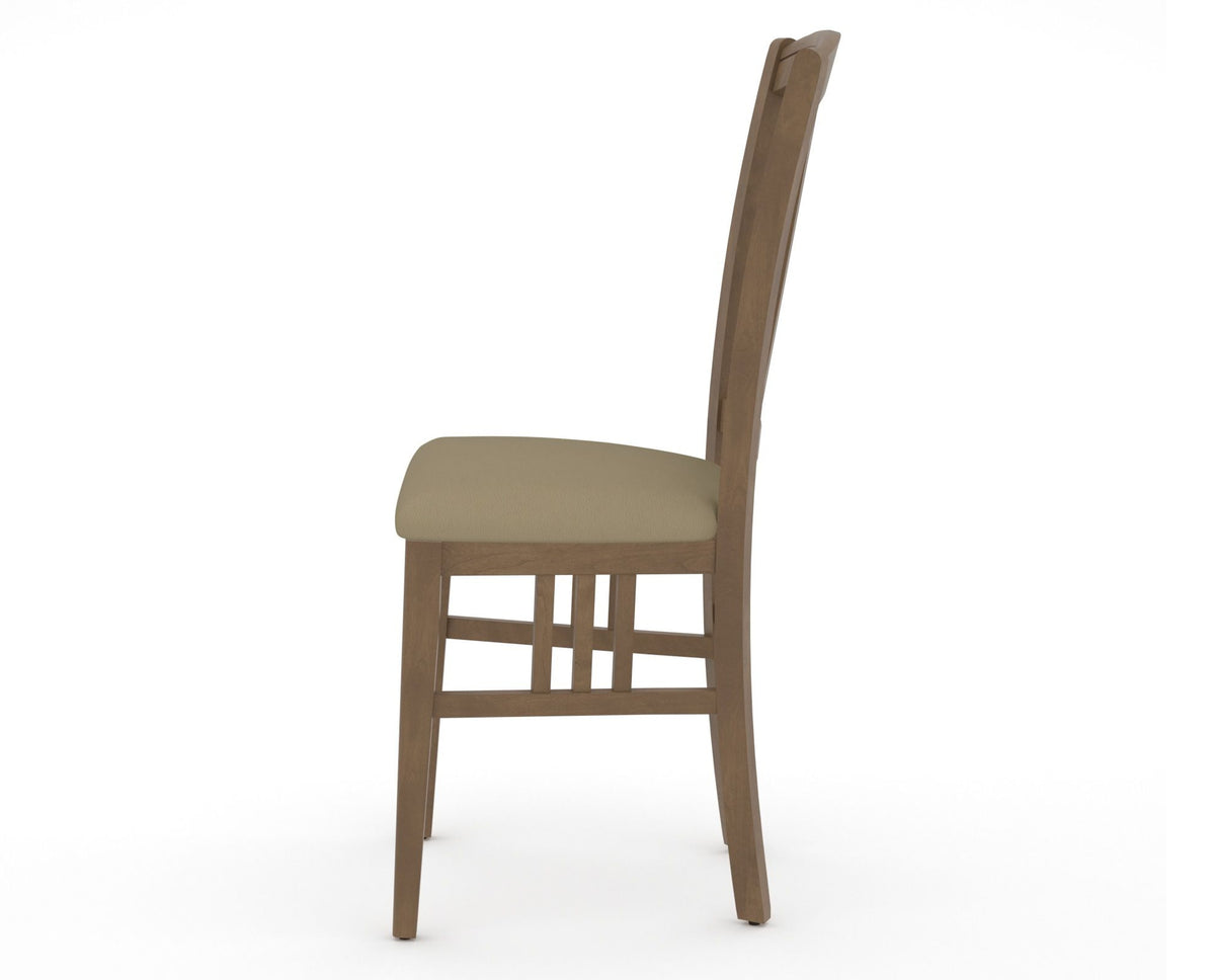 Canadel Dining Chair 0048 in XY Faux Leather and 25 Pecan Washed, side view