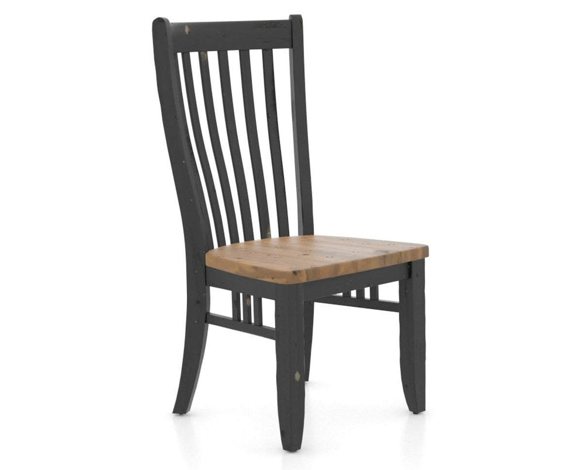 Canadel Champlain Dining Chair 0119 in Black & Oak Washed, three-quarter view