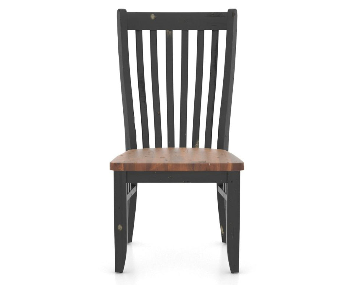 Canadel Champlain Dining Chair 0119 in Wood Seat and 63 Black / 33 Spice Washed, front view