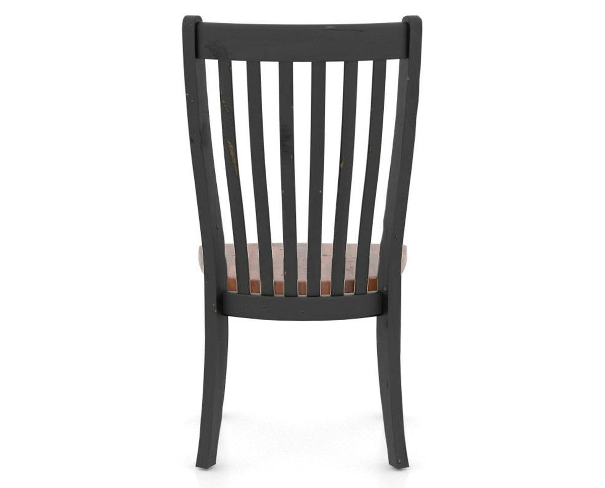 Canadel Champlain Dining Chair 0119 in Wood Seat and 63 Black / 33 Spice Washed, back view