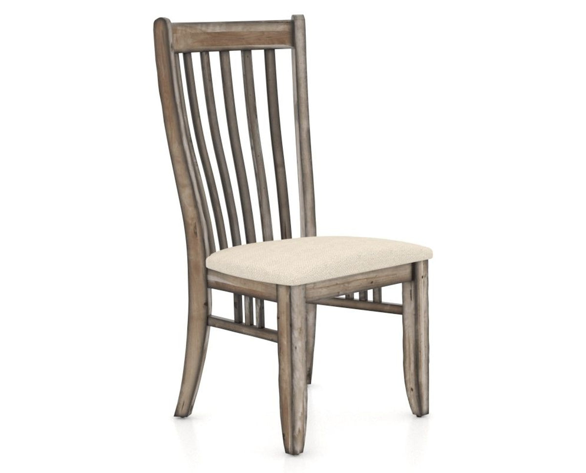 Canadel Champlain Dining Chair 0119 in 6K Sunbrella® and 72 Heritage Nature, three-quarter view