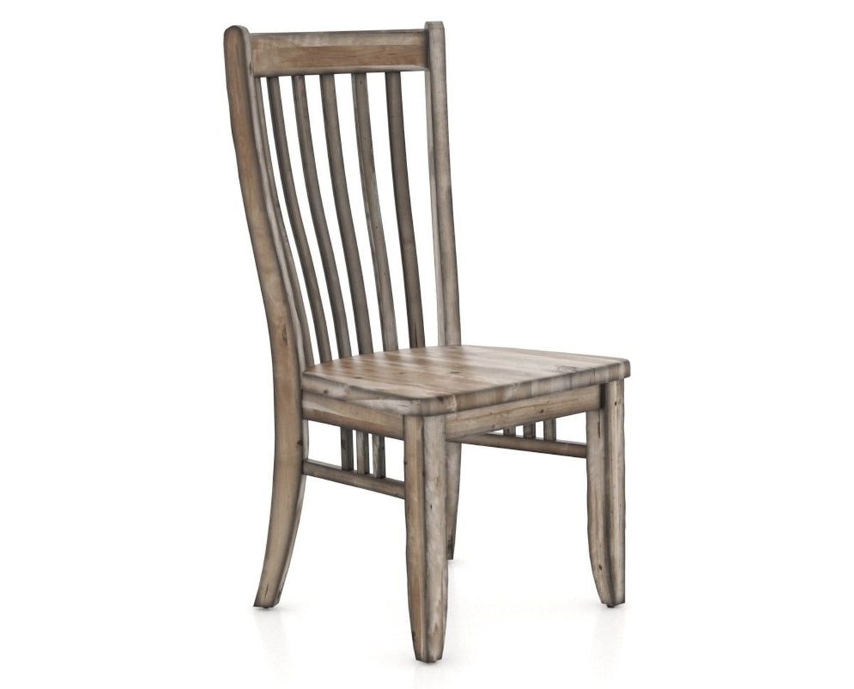 Canadel Champlain Dining Chair 0119 in Wood Seat and 72 Heritage Nature, three-quarter view