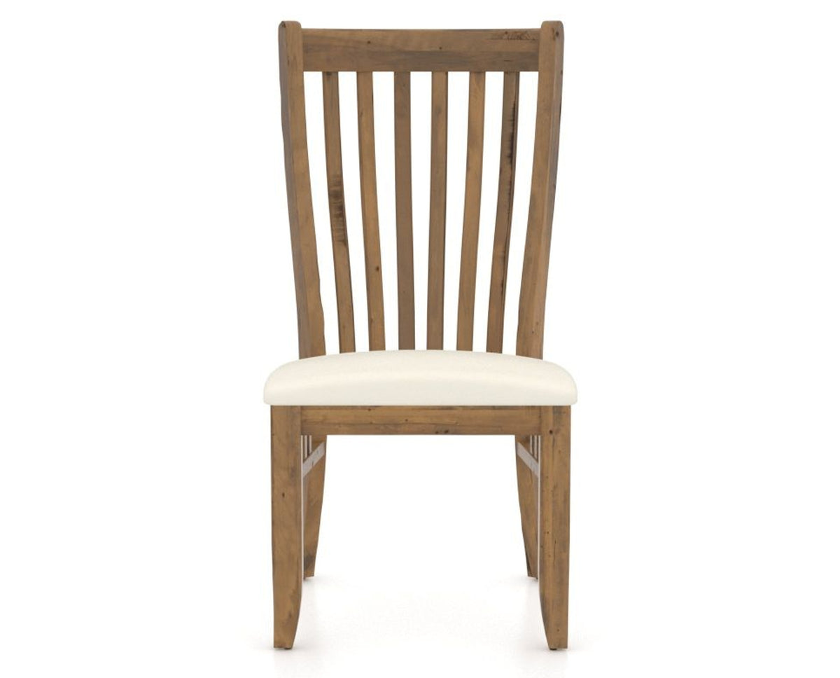 Canadel Champlain Dining Chair 0119 in YJ Faux Leather and 03 Oak Washed, front view