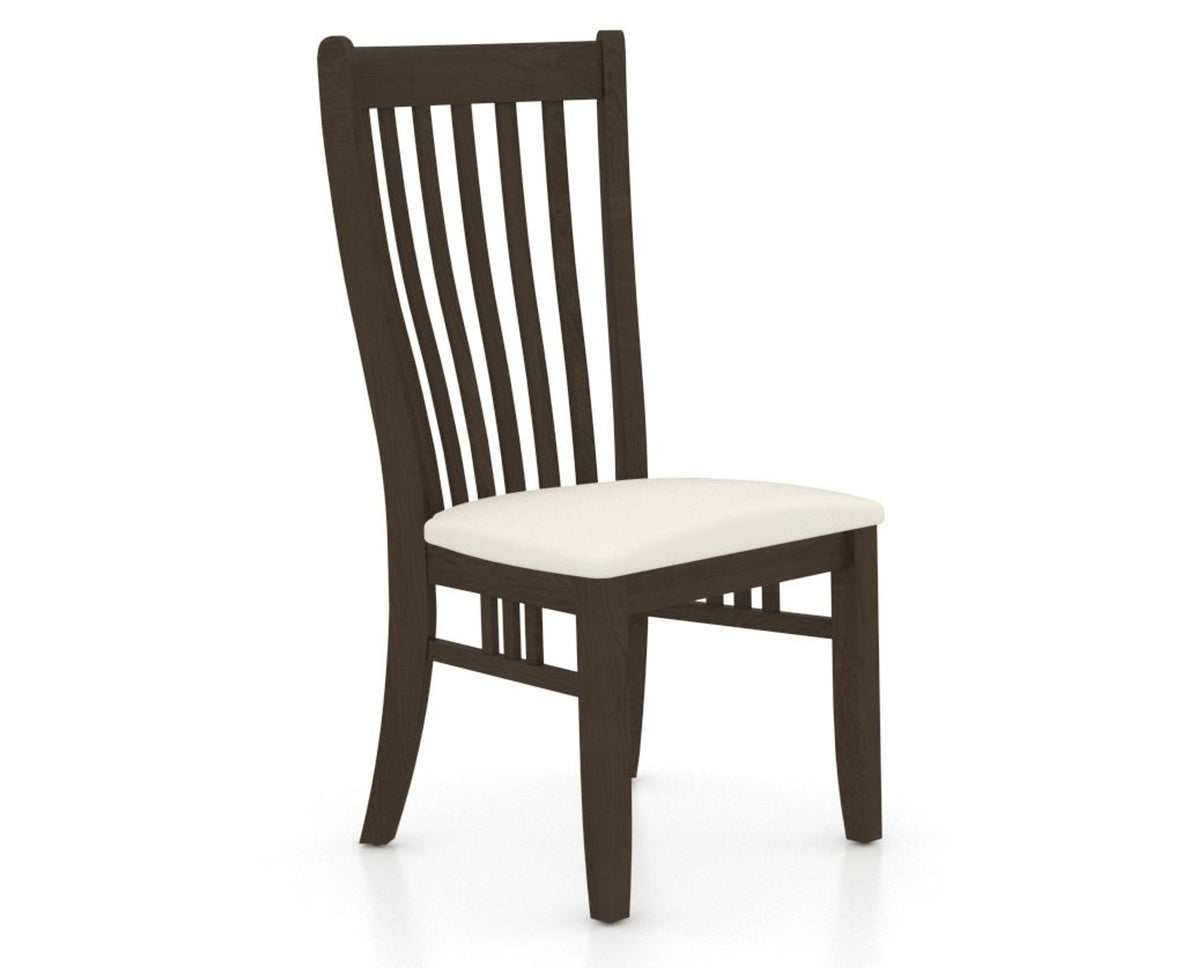 Canadel Dining Chair 0119 in YJ Faux Leather and 29 Hazelnut Washed, three-quarter view