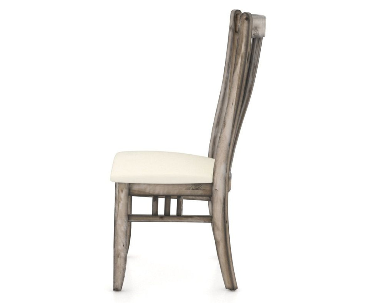 Canadel Champlain Dining Chair 0119 in YJ Faux Leather and 72 Heritage Nature, side view