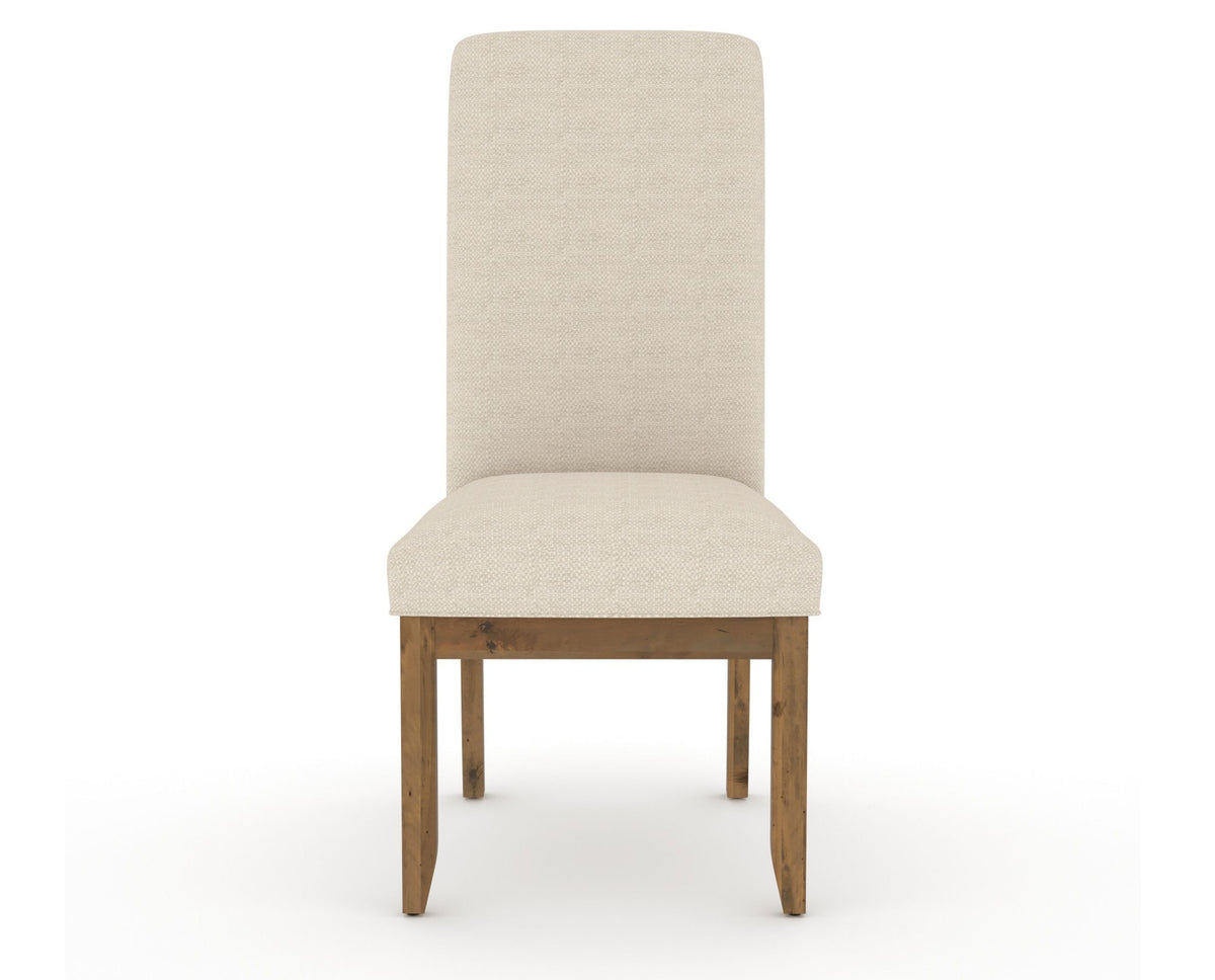 Canadel Champlain Upholstered Dining Chair 0138 in 6K Sunbrella® and 03 Oak Washed and Plain Back, front view