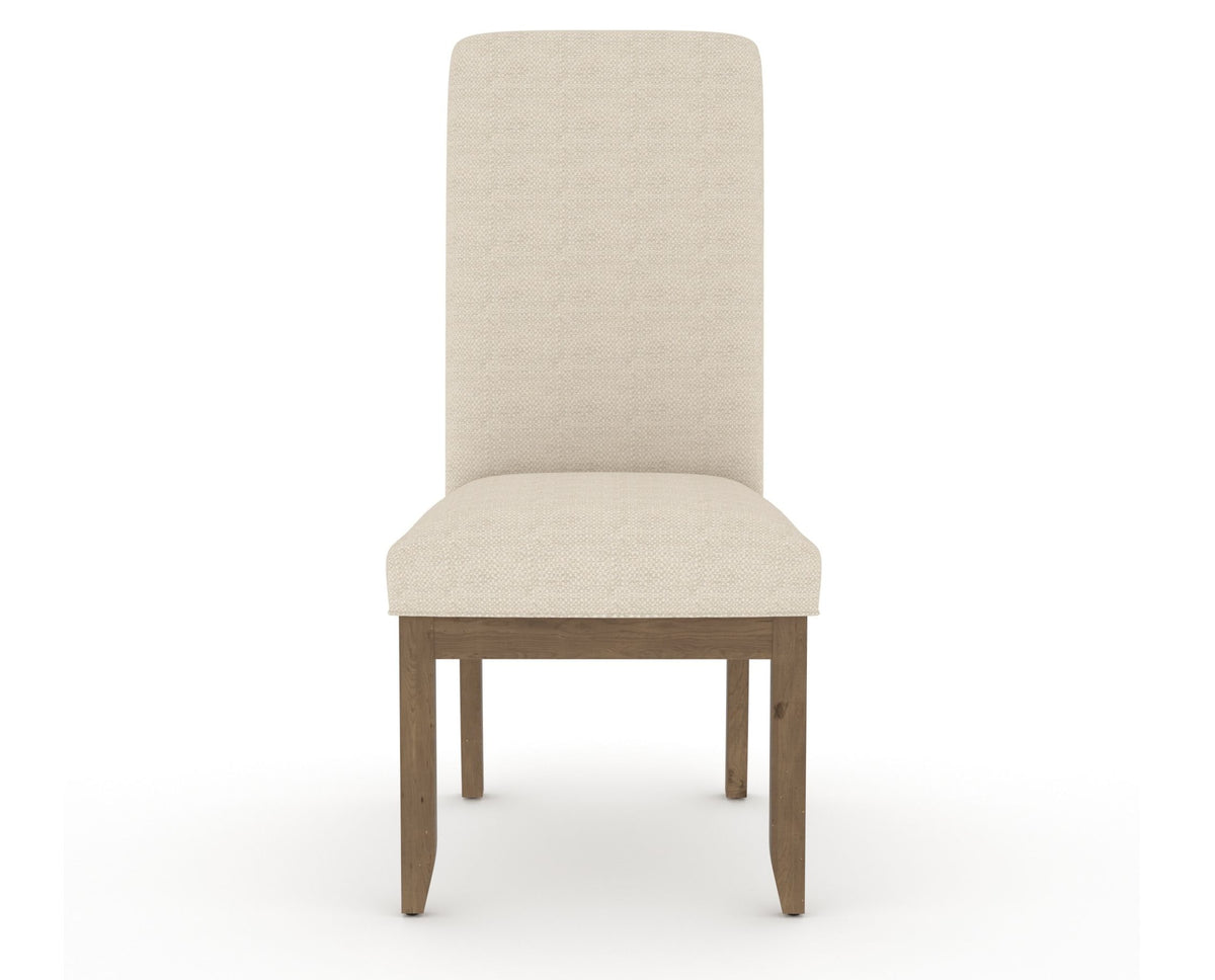 Canadel Champlain Upholstered Dining Chair 0138 in 6K Sunbrella® and 25 Pecan Washed and Plain Back, front view