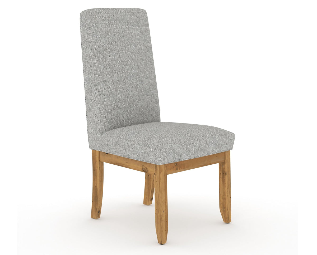 Canadel Champlain Upholstered Dining Chair 0138 in 7C Fabric and 01 Honey Washed and Plain Back, three-quarter view