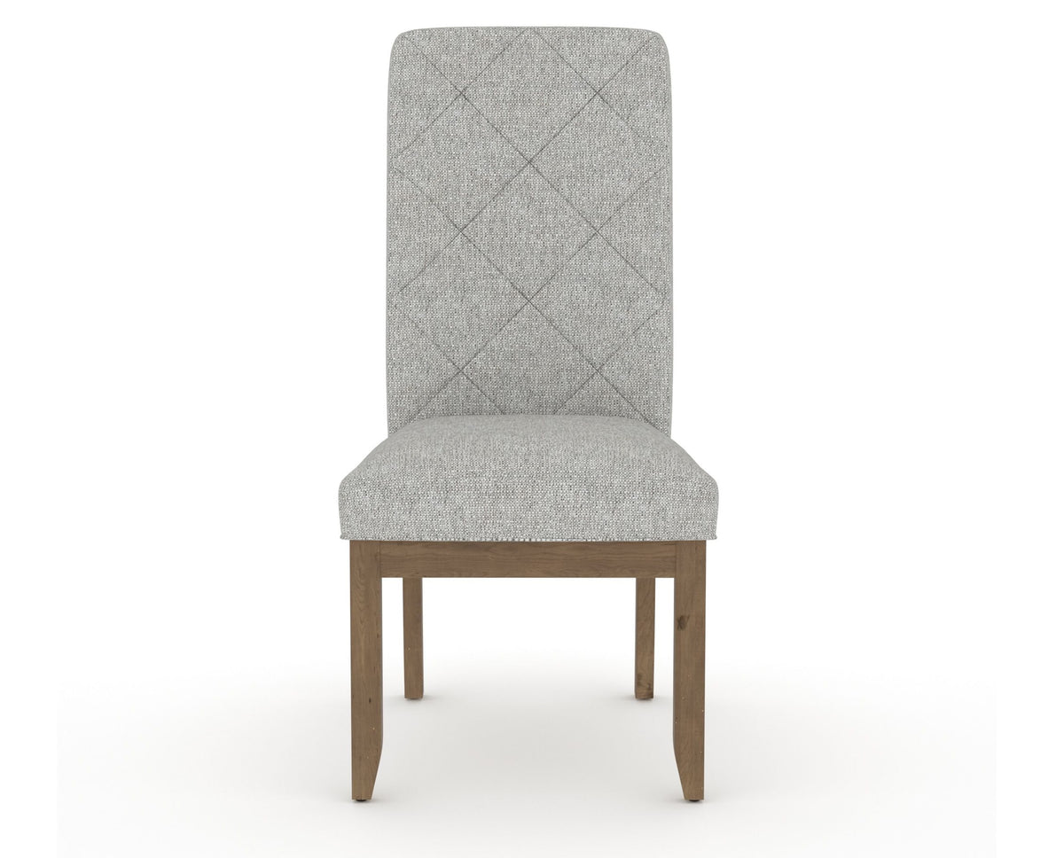 Canadel Champlain Upholstered Dining Chair 0138 in 7C Fabric and 25 Pecan Washed and Quilted Back, front view