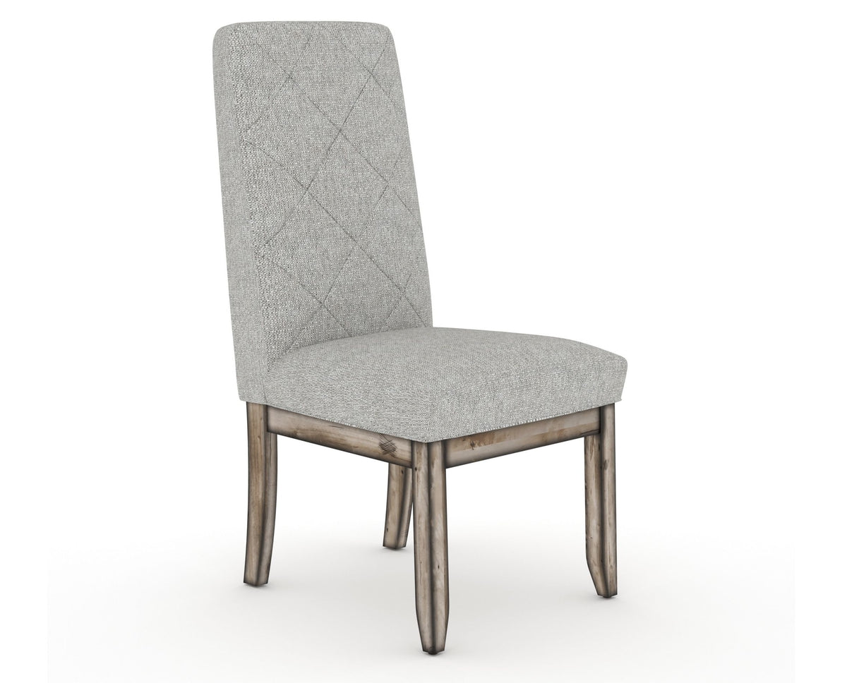 Canadel Champlain Upholstered Dining Chair 0138 in 7C Fabric and 72 Heritage Nature and Quilted Back, three-quarter view