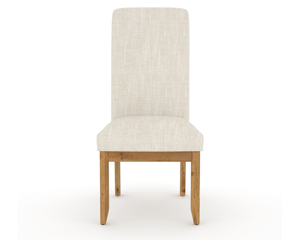 Canadel Champlain Upholstered Dining Chair 0138 in FT InsideOut® and 01 Honey Washed and Plain Back, front view