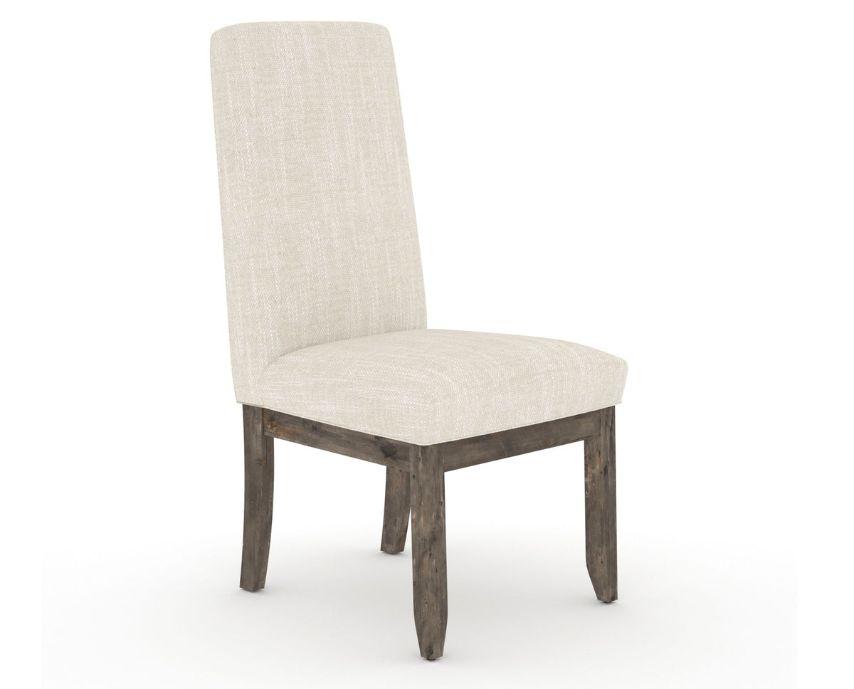 Canadel Champlain Upholstered Dining Chair 0138 in FT InsideOut® and 08 Shadow and Plain Back, three-quarter view