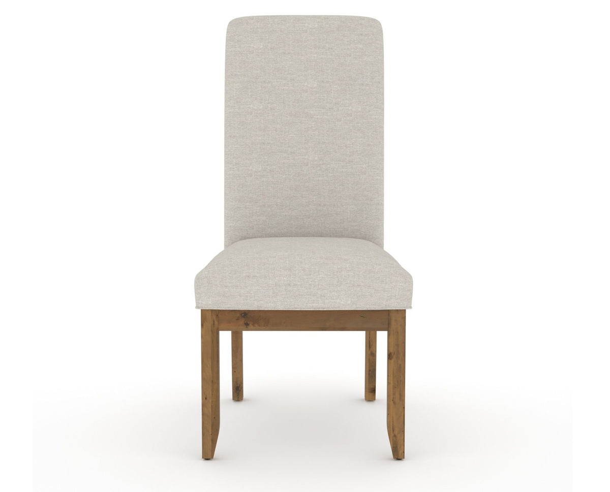 Canadel Champlain Upholstered Dining Chair 0138 in TB Fabric and 03 Oak Washed and Plain Back, front view