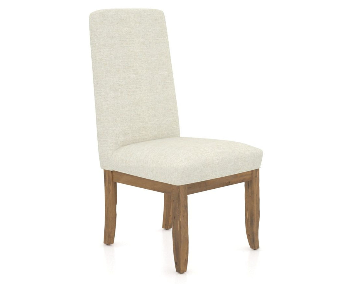 Canadel Champlain Upholstered Dining Chair 0138 in Oak Washed and Fabric TW, three-quarter view