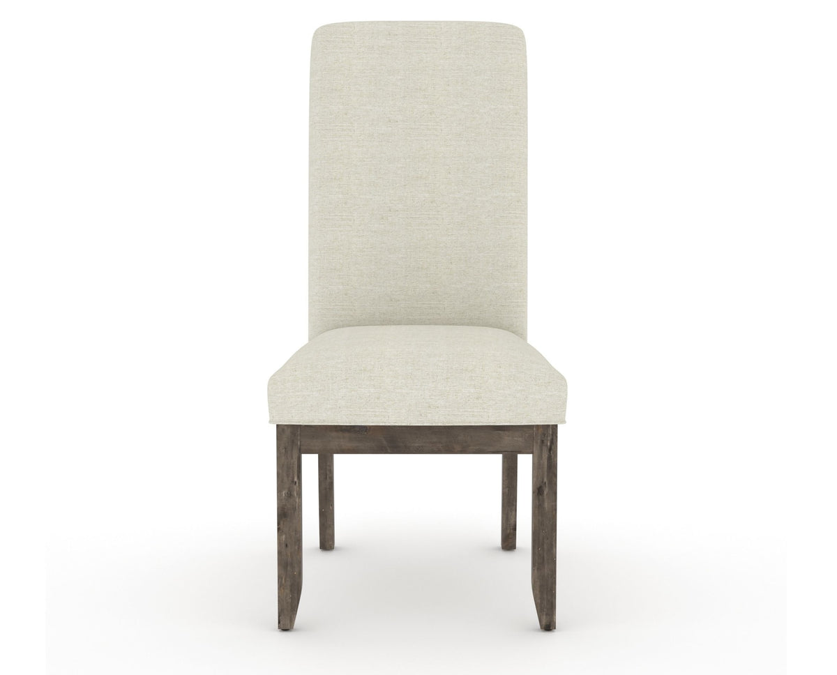 Canadel Champlain Upholstered Dining Chair 0138 in TW Fabric and 08 Shadow and Plain Back, front view