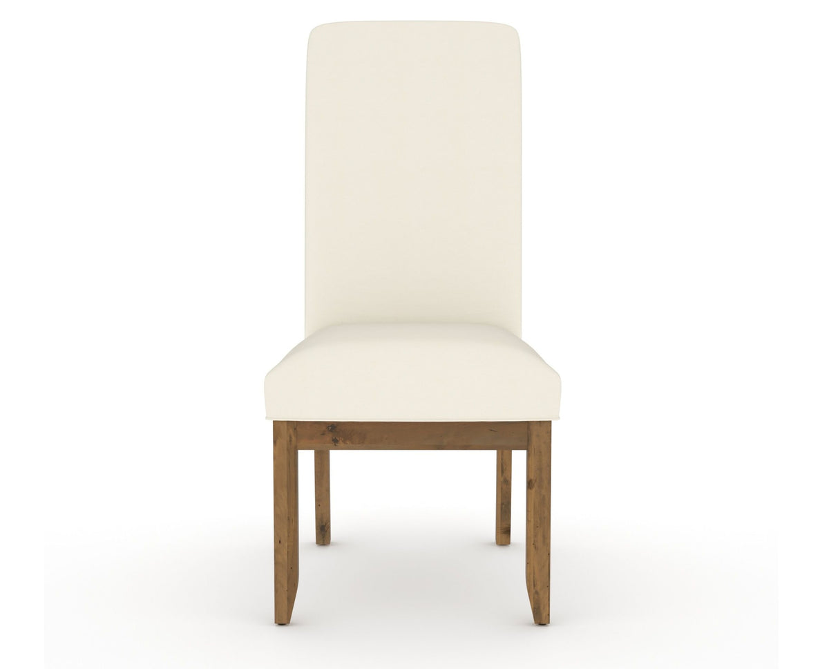 Canadel Champlain Upholstered Dining Chair 0138 in YJ Faux Leather and 03 Oak Washed and Plain Back, front view