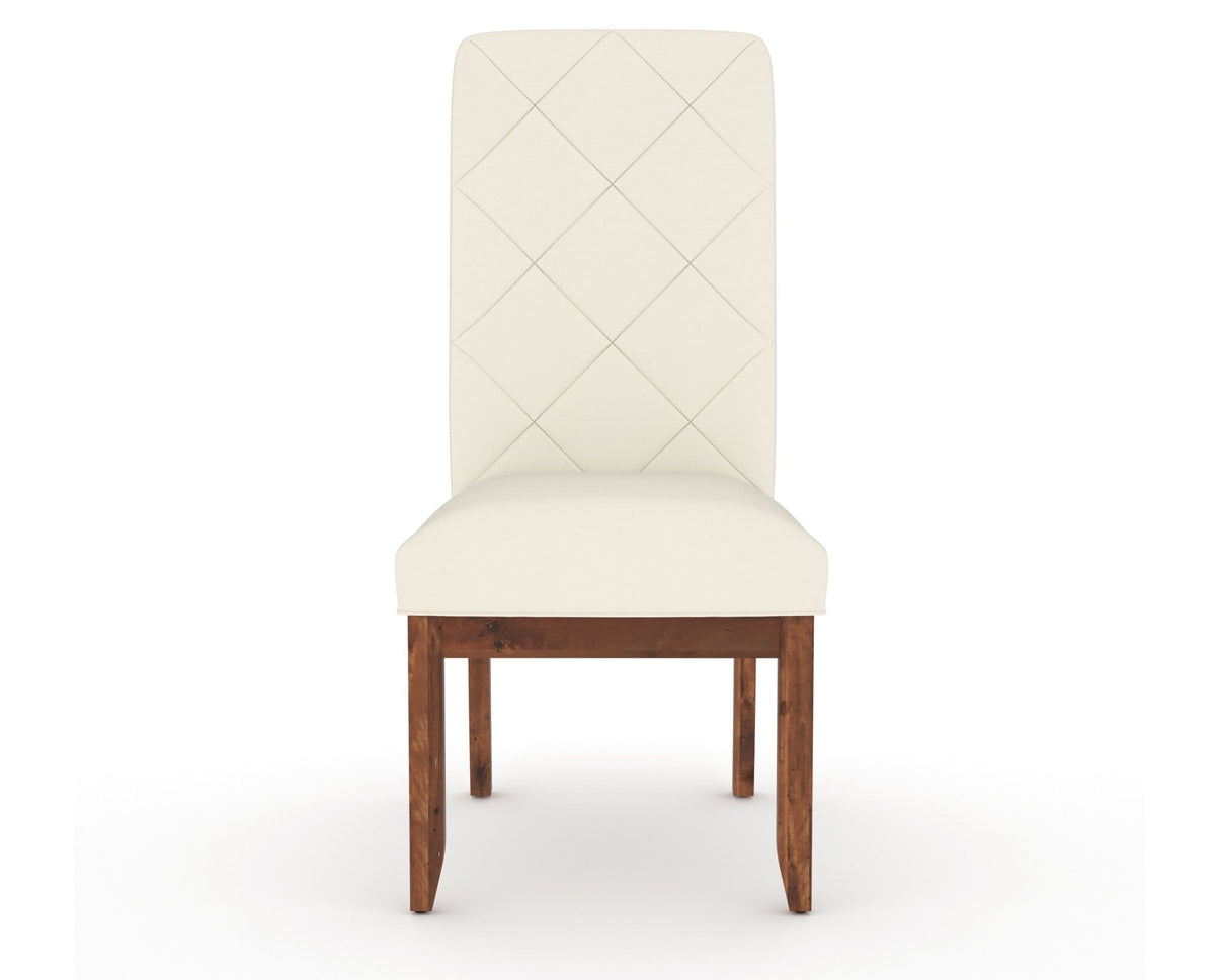 Canadel Champlain Upholstered Dining Chair 0138 in YJ Faux Leather and 33 Spice Washed and Quilted Back, front view