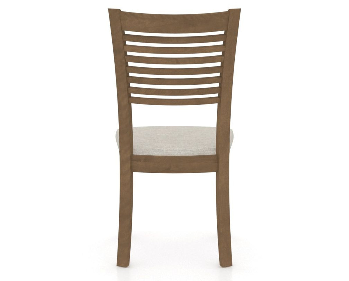 Canadel Dining Chair 0229 in TB Fabric and 25 Pecan Washed, back view