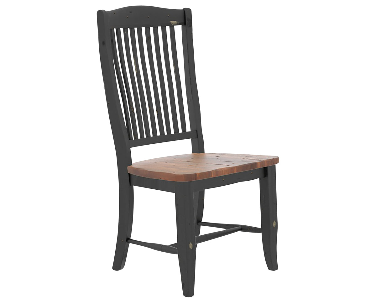 Canadel Champlain Wood Dining Chair 0232 in Black and Spice Washed, three-quarter view