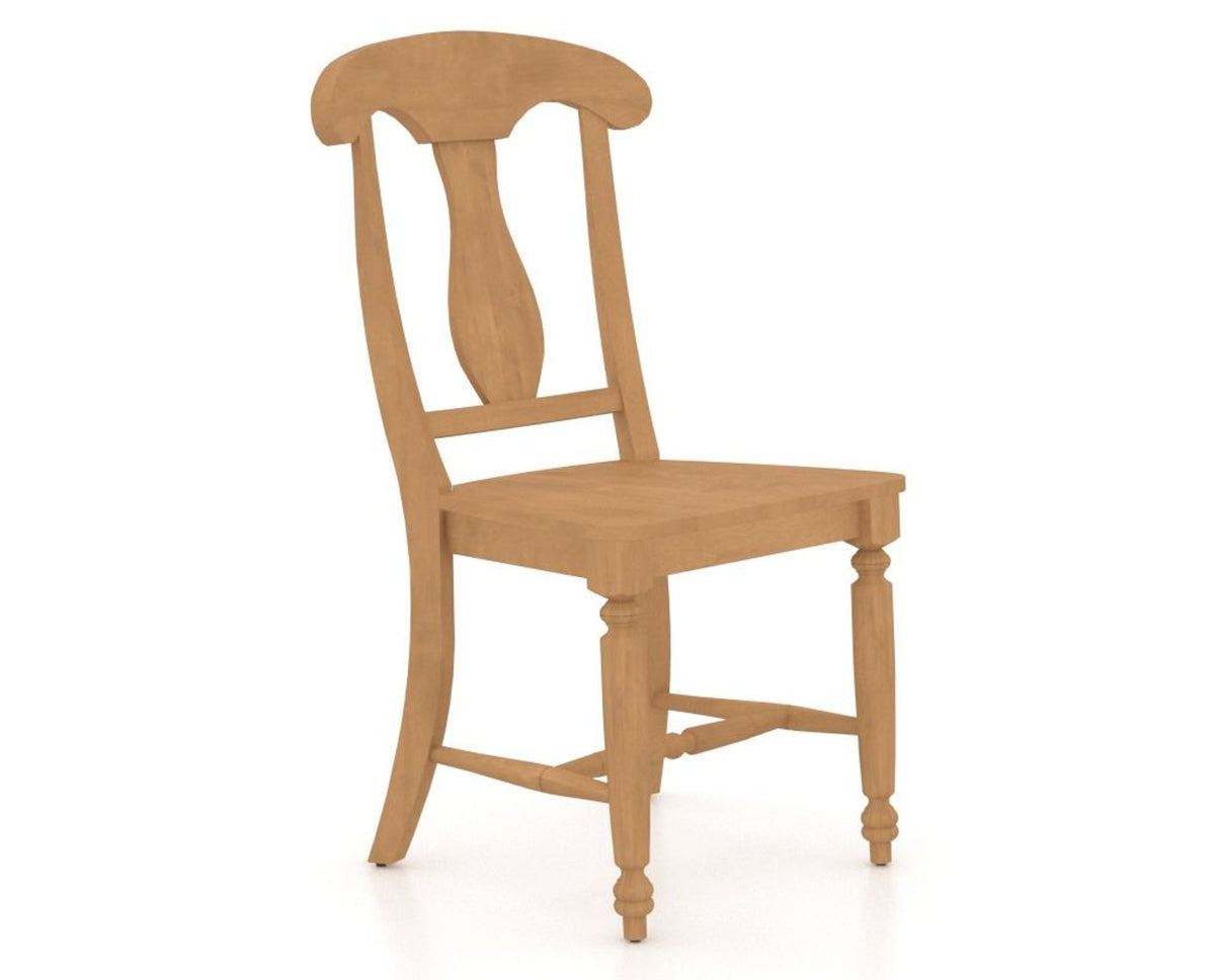 Canadel Dining Chair 0600 in Wood Seat and 20 Caramel Washed, three-quarter view