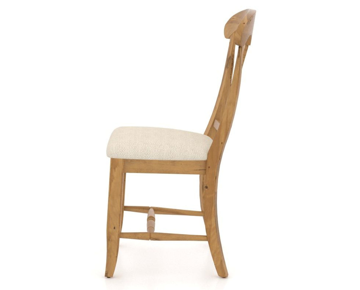 Canadel Champlain Dining Chair 0600 in 6K Sunbrella® and 01 Honey Washed, side view