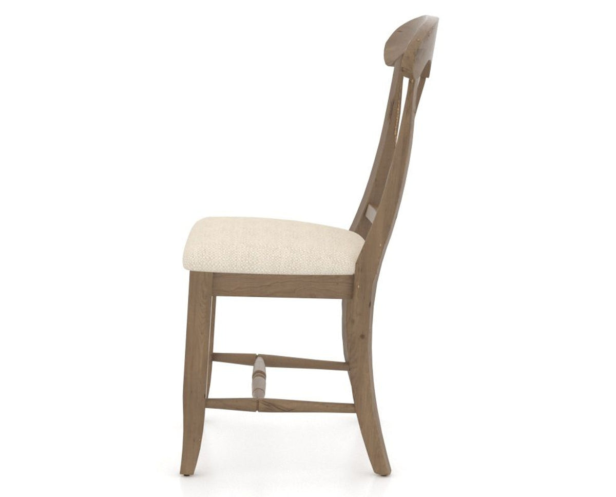 Canadel Champlain Dining Chair 0600 in 6K Sunbrella® and 25 Pecan Washed, side view