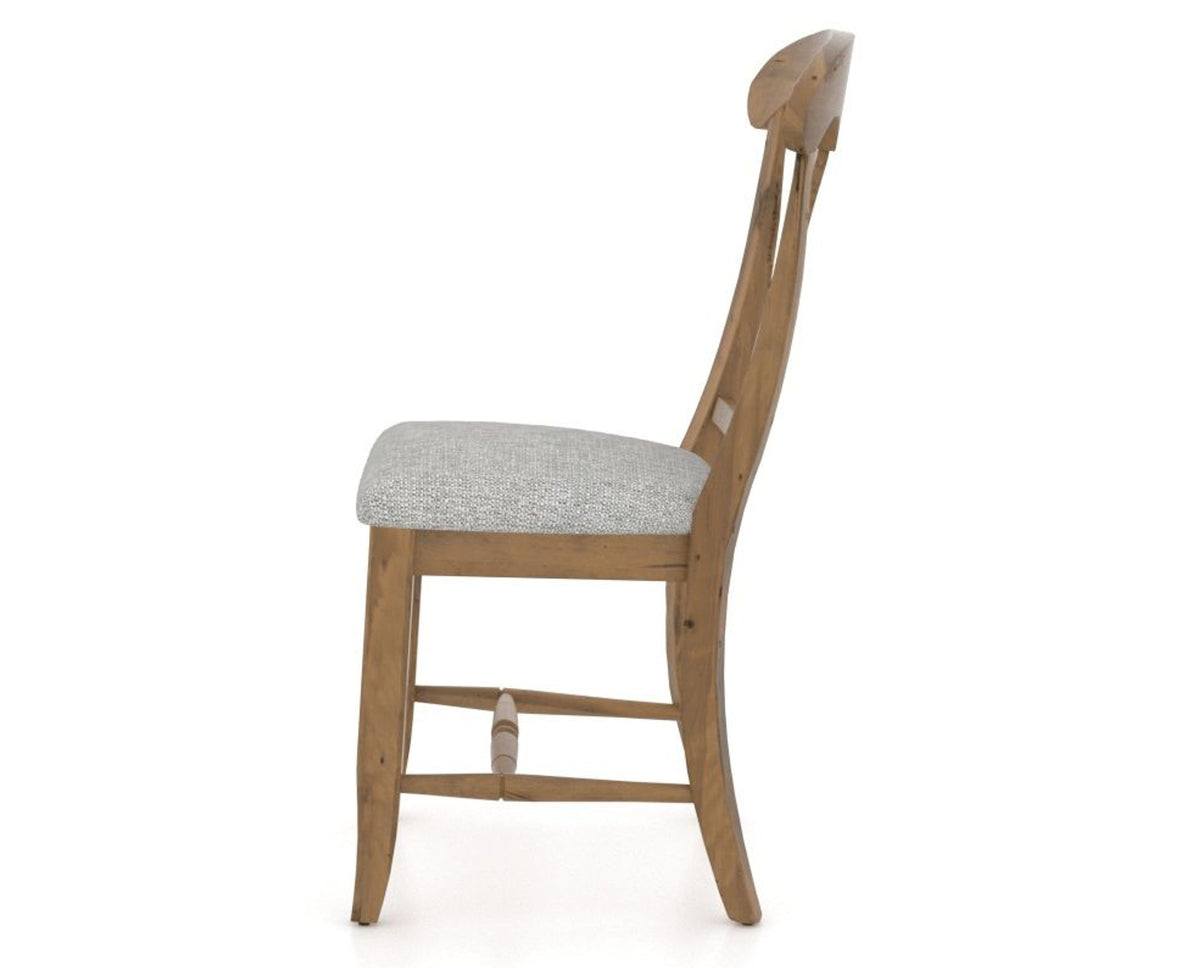 Canadel Champlain Dining Chair 0600 in 7C Fabric and 03 Oak Washed, side view