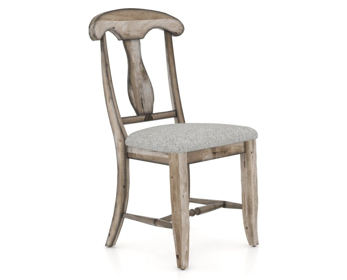 Canadel Champlain Dining Chair 0600 in 7C Fabric and 72 Heritage Nature, three-quarter view