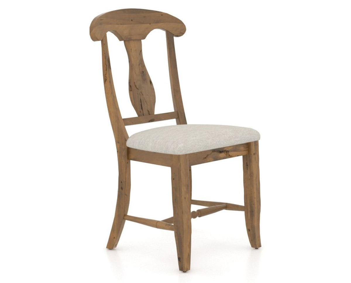 Canadel Champlain Dining Chair 0600 in TB Fabric and 03 Oak Washed, three-quarter view