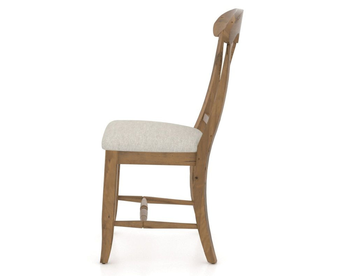 Canadel Champlain Dining Chair 0600 in TB Fabric and 03 Oak Washed, side view