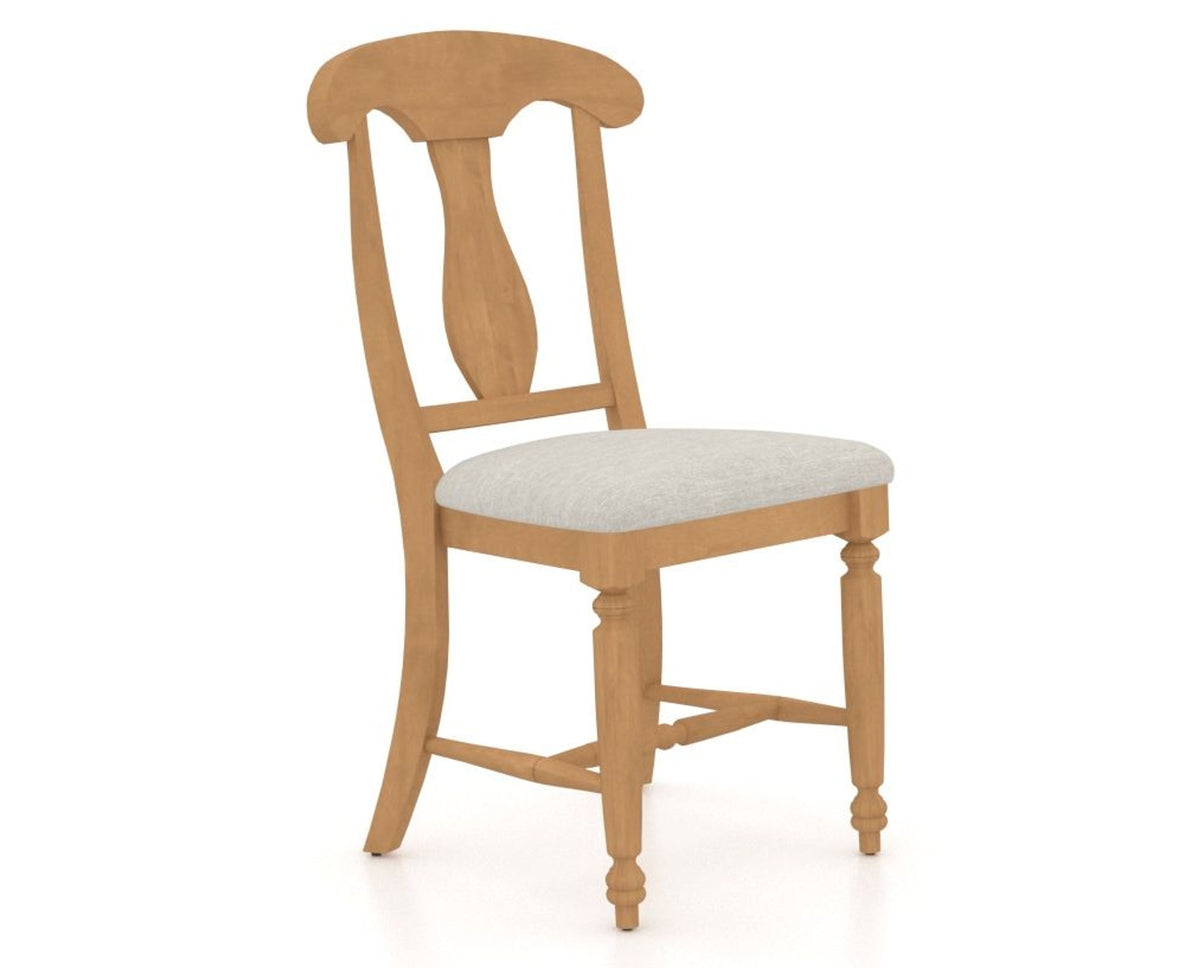 Canadel Dining Chair 0600 in TB Fabric and 20 Caramel Washed, three-quarter view