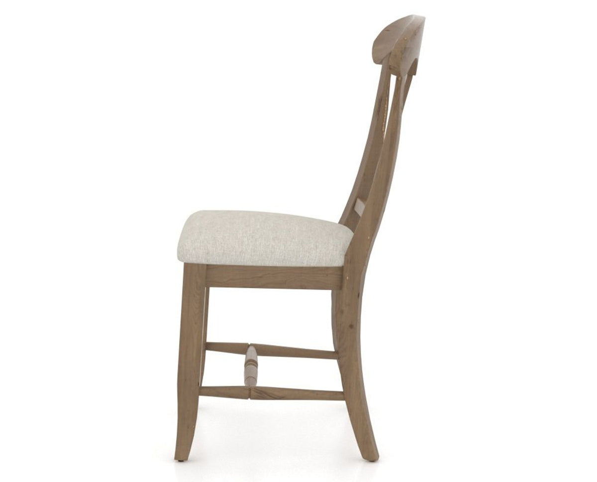 Canadel Champlain Dining Chair 0600 in TB Fabric and 25 Pecan Washed, side view