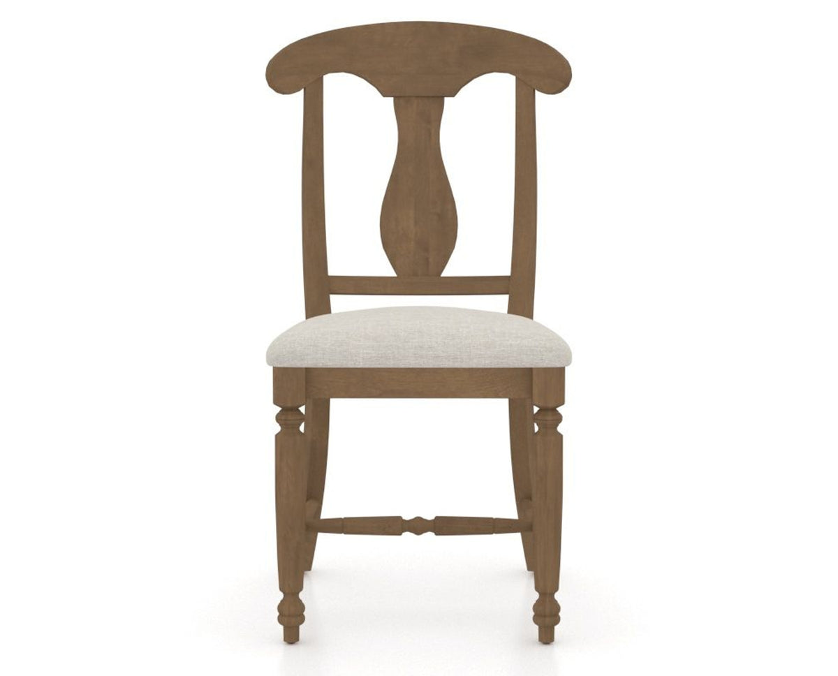 Canadel Dining Chair 0600 in TB Fabric and 25 Pecan Washed, front view