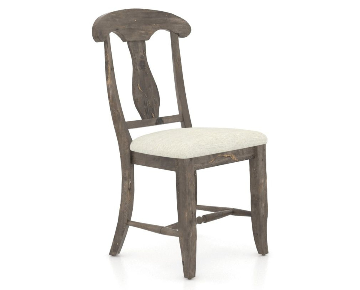 Canadel Champlain Dining Chair 0600 in TW Fabric and 08 Shadow, three-quarter view