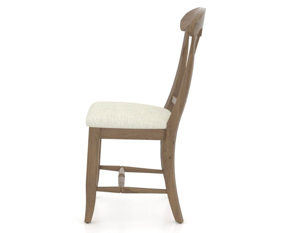Canadel Champlain Dining Chair 0600 in TW Fabric and 25 Pecan Washed, side view