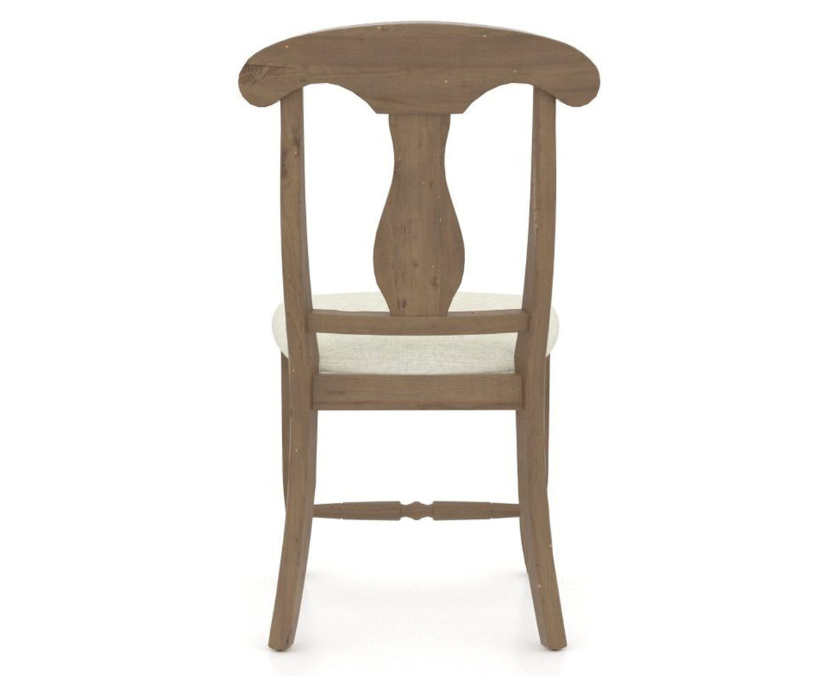 Canadel Champlain Dining Chair 0600 in TW Fabric and 25 Pecan Washed, back view