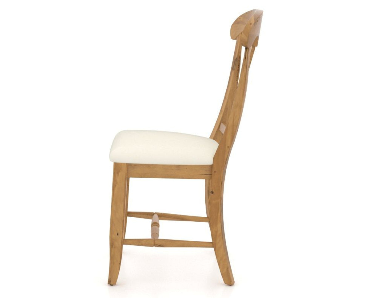 Canadel Champlain Dining Chair 0600 in YJ Faux Leather and 01 Honey Washed, side view