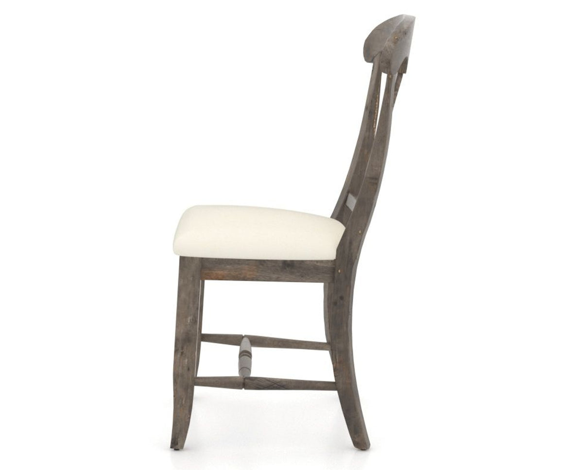 Canadel Champlain Dining Chair 0600 in YJ Faux Leather and 08 Shadow, side view