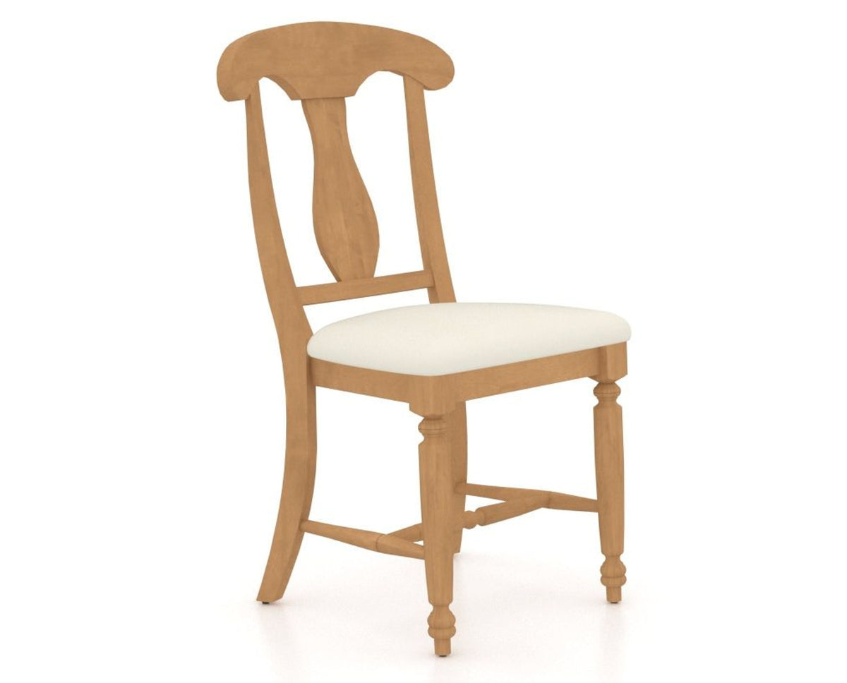 Canadel Dining Chair 0600 in YJ Faux Leather and 20 Caramel Washed, three-quarter view