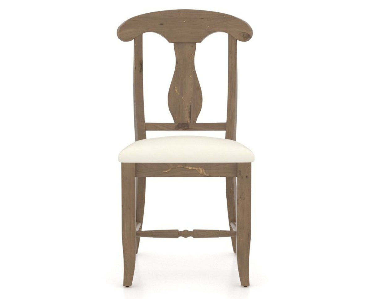 Canadel Champlain Dining Chair 0600 in YJ Faux Leather and 25 Pecan Washed, front view