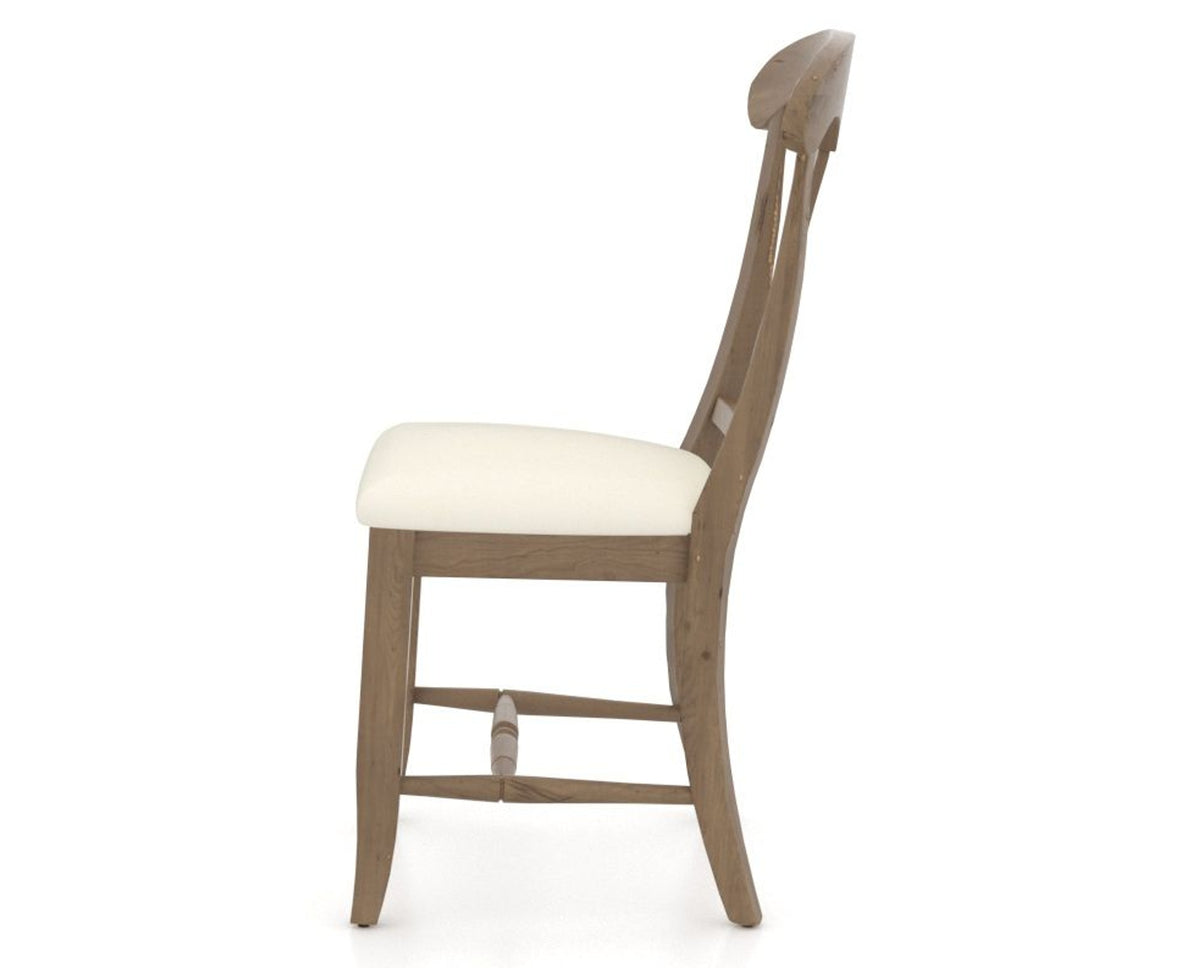 Canadel Champlain Dining Chair 0600 in YJ Faux Leather and 25 Pecan Washed, side view