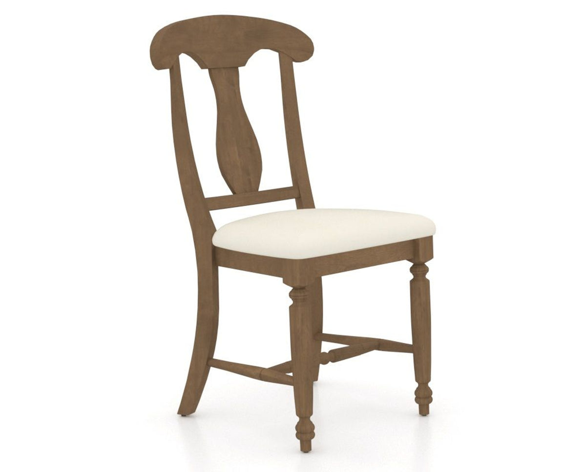 Canadel Dining Chair 0600 in YJ Faux Leather and 25 Pecan Washed, three-quarter view