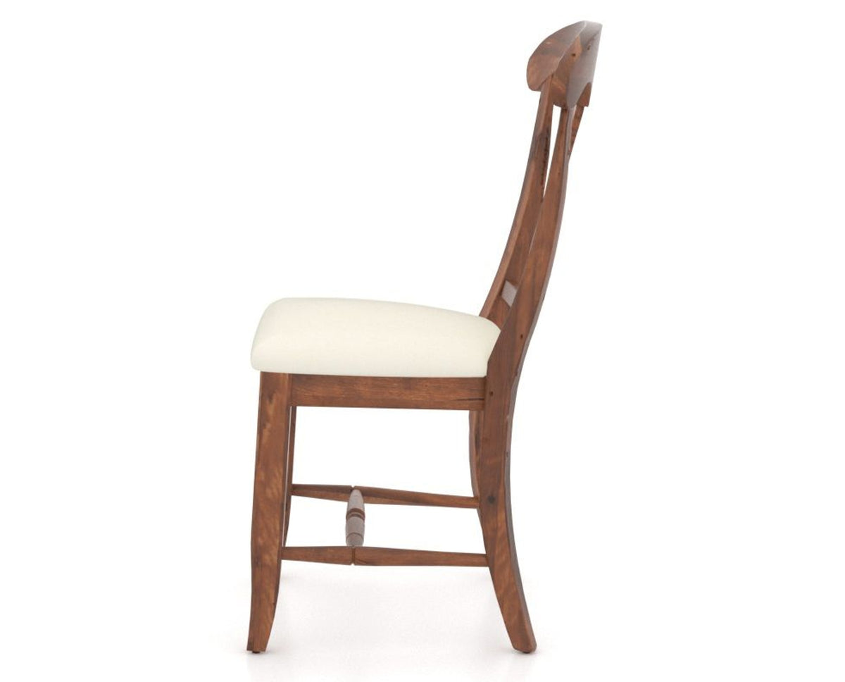 Canadel Champlain Dining Chair 0600 in YJ Faux Leather and 33 Spice Washed, side view