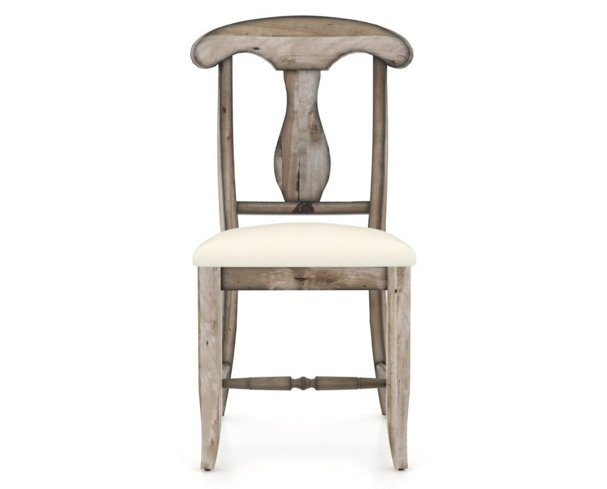 Canadel Champlain Dining Chair 0600 in YJ Faux Leather and 72 Heritage Nature, front view
