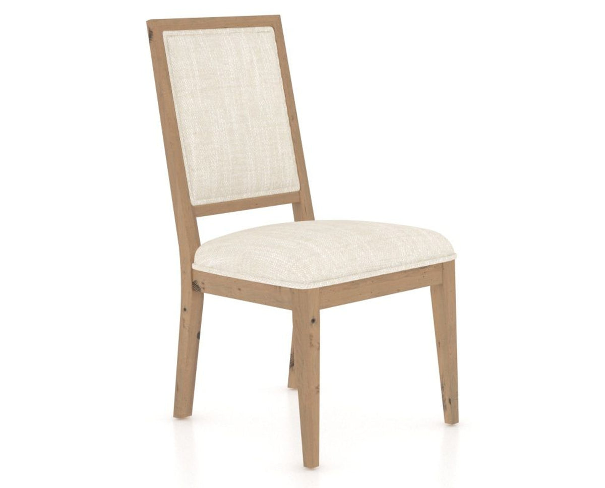 Canadel Loft Upholstered Dining Chair 312A in FT InsideOut® and 20 Caramel Washed, three-quarter view