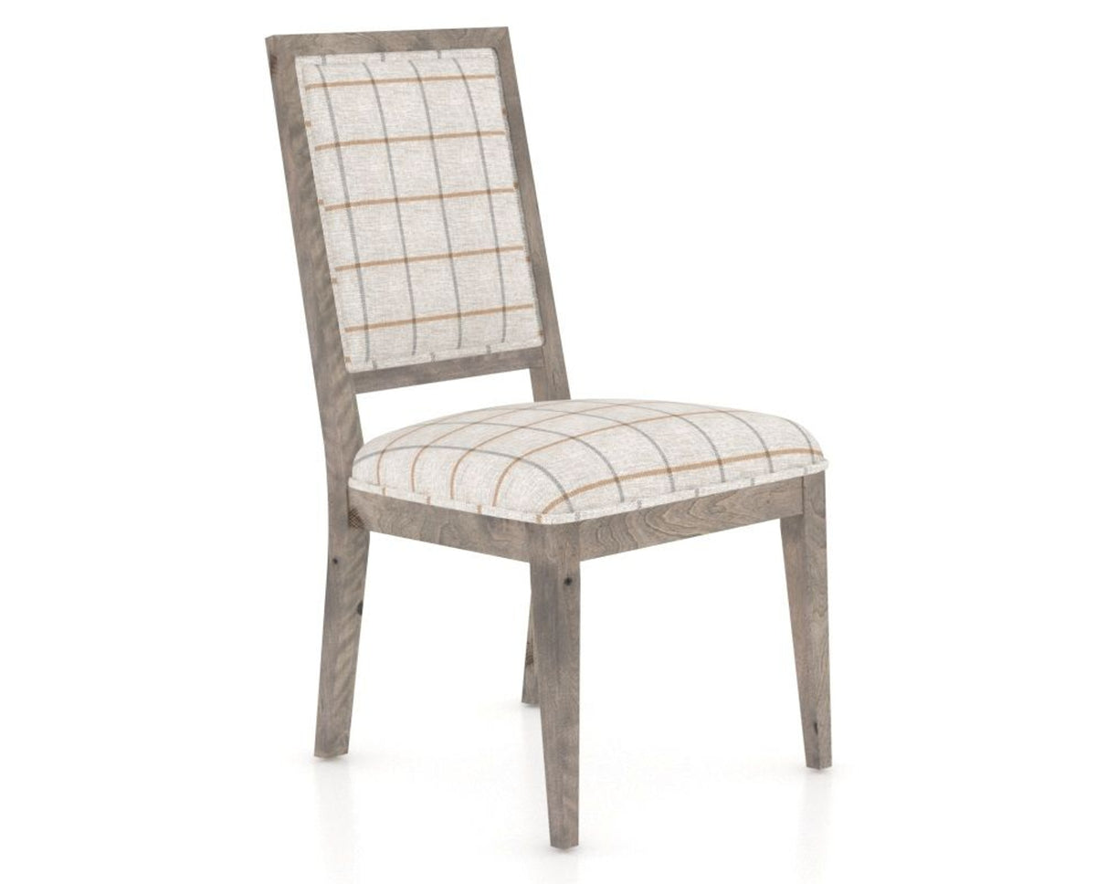 Canadel Loft Upholstered Dining Chair 312A in OZ Fabric and 08 Shadow, three-quarter view