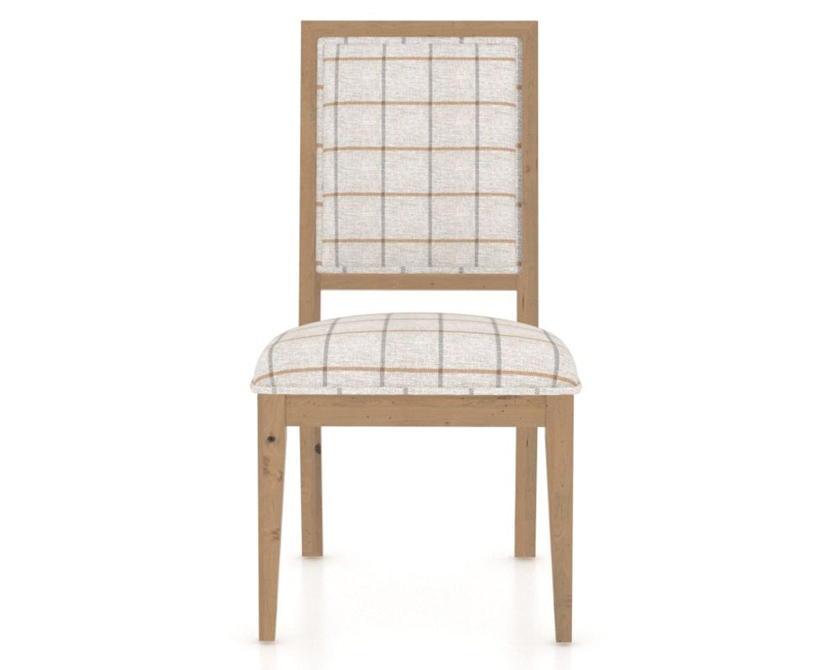 Canadel Loft Upholstered Dining Chair 312A in OZ Fabric and 20 Caramel Washed, front view