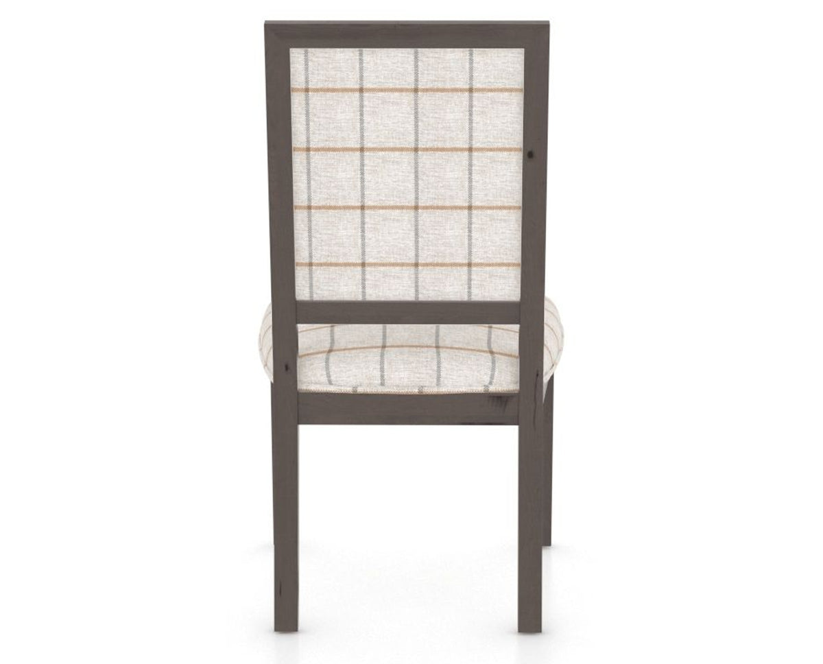 Canadel Loft Upholstered Dining Chair 312A in OZ Fabric and 29 Hazelnut Washed, back view