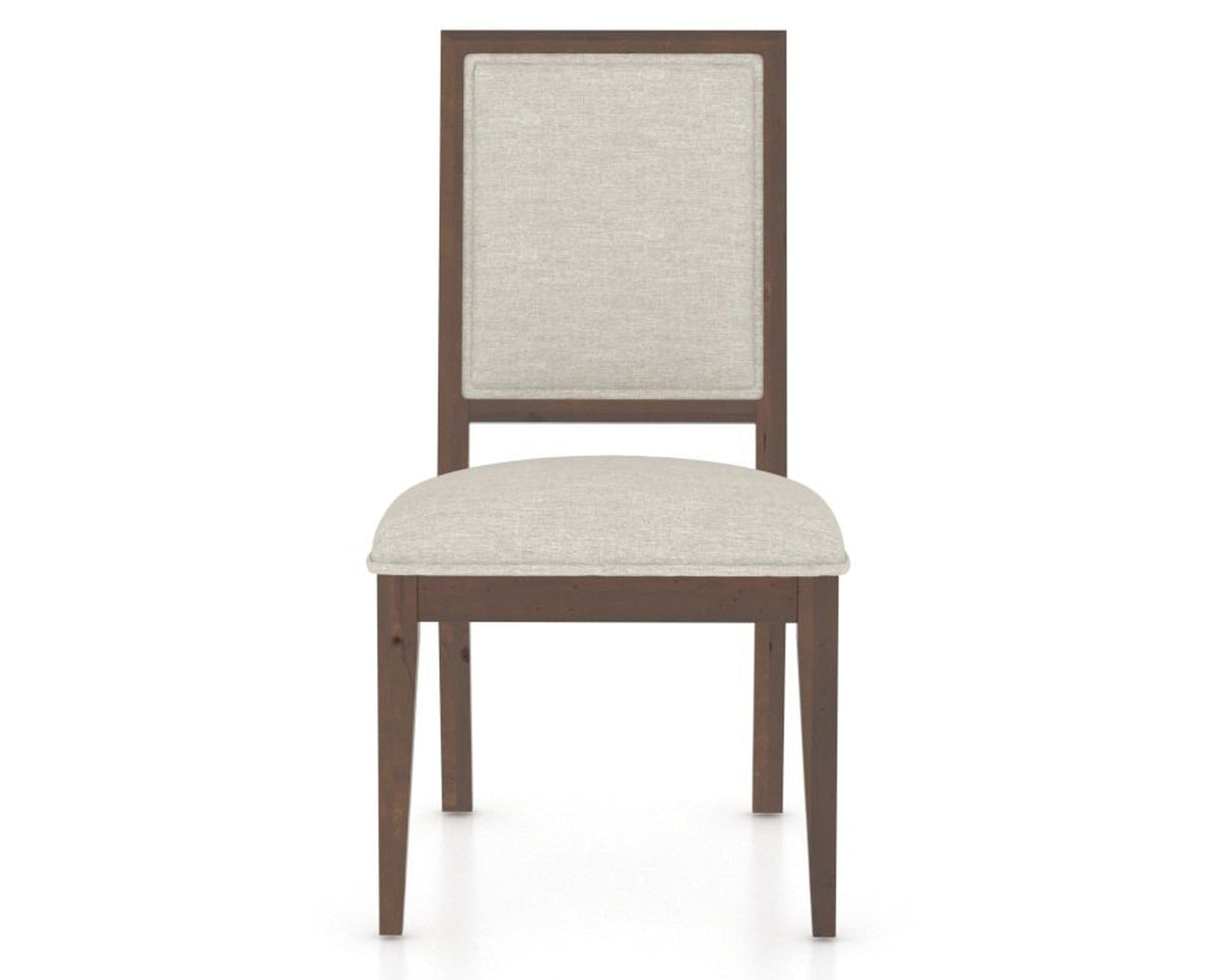 Canadel Loft Upholstered Dining Chair 312A in TB Fabric and 19 Cognac Washed, front view